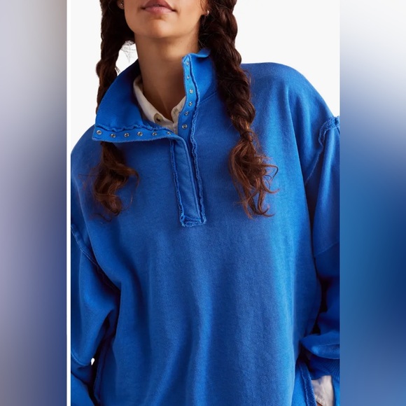 Free People We The Free Camden Henley Sweatshirt. NWT. Lake Victoria - Picture 4 of 6